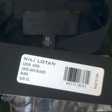 Nili Lotan Lucie Lace-Yoke Blouse Black Silk Size Extra Small NEW