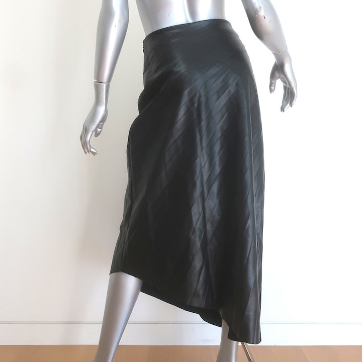 A.L.C. Tracy Pleated Vegan Leather Asymmetric Midi Skirt Black Size 2