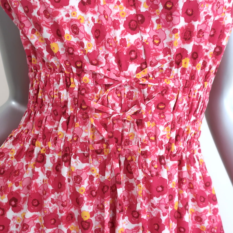 Derek Lam 10 Crosby Fatima Midi Dress Pink Floral Print Stretch Cotton Size 2