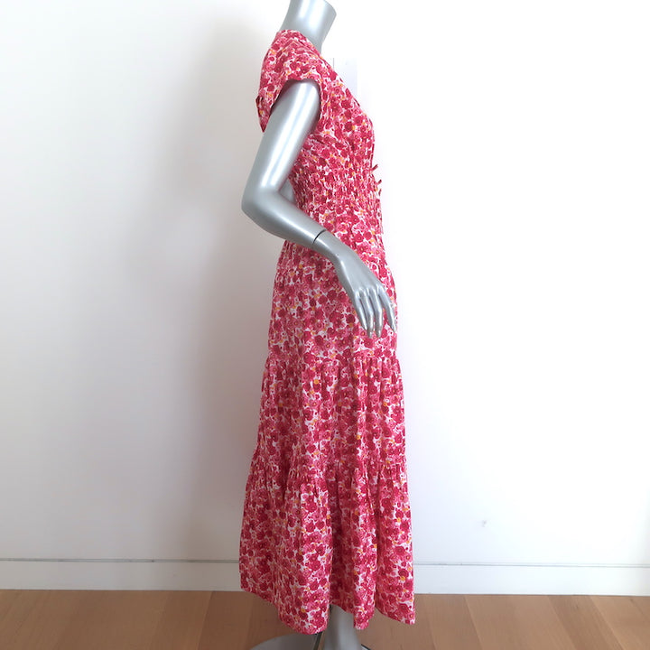 Derek Lam 10 Crosby Fatima Midi Dress Pink Floral Print Stretch Cotton Size 2