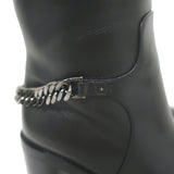 Christian Louboutin Napoleo 70 Knee High Chain Boots Black Leather Size 35