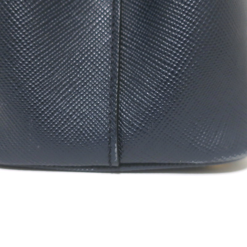 Prada Double Medium Tote Navy Saffiano Leather Shoulder Bag