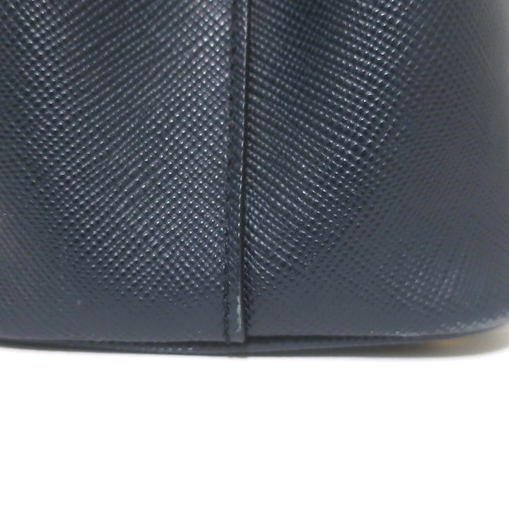 Prada Double Medium Tote Navy Saffiano Leather Shoulder Bag