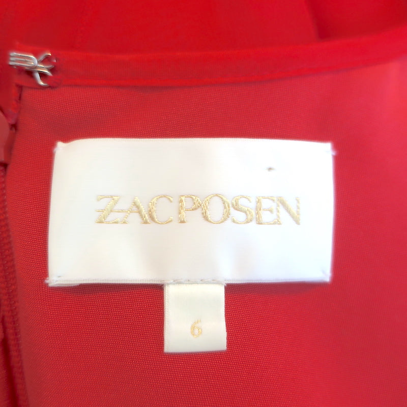 Zac Posen Sleeveless Dress Red Stretch Silk &amp; Layered Organza Size 6