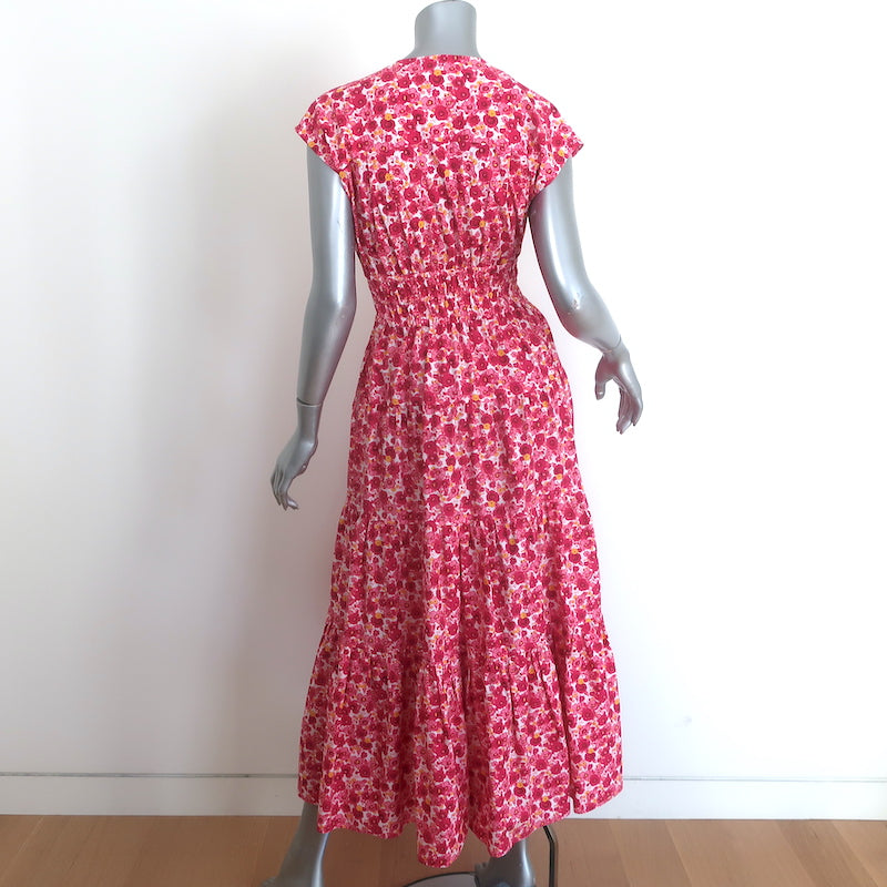 Derek Lam 10 Crosby Fatima Midi Dress Pink Floral Print Stretch Cotton Size 2