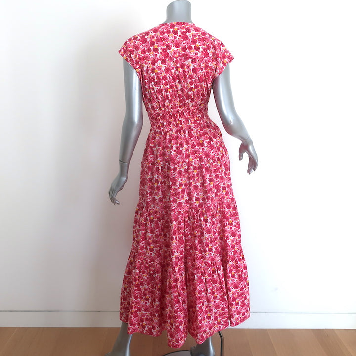 Derek Lam 10 Crosby Fatima Midi Dress Pink Floral Print Stretch Cotton Size 2
