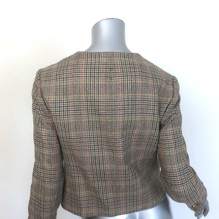 Veronica Beard Andrea Plaid Jacket Russet Multi Wool-Blend Size 2 NEW