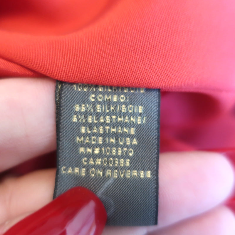 Zac Posen Sleeveless Dress Red Stretch Silk &amp; Layered Organza Size 6