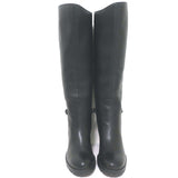 Christian Louboutin Napoleo 70 Knee High Chain Boots Black Leather Size 35