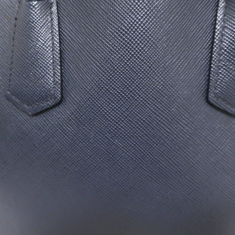 Prada Double Medium Tote Navy Saffiano Leather Shoulder Bag
