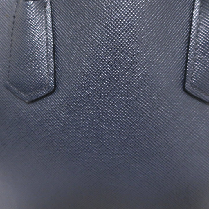 Prada Double Medium Tote Navy Saffiano Leather Shoulder Bag