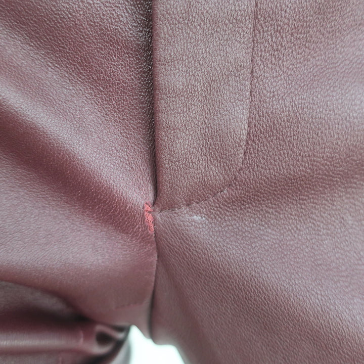 Authentic Helmut Lang stretch leather skinny pants in burgundy, pre-owned with slight wear, size 4