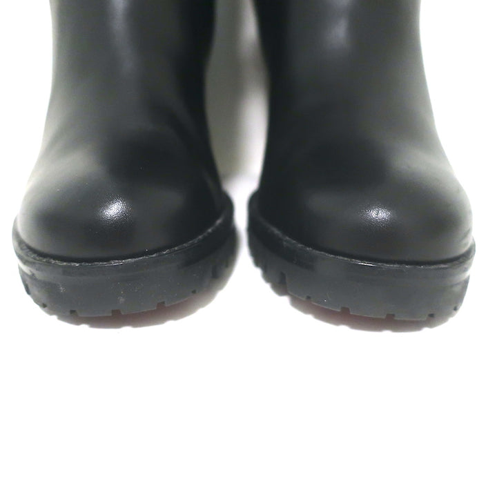 Christian Louboutin Napoleo 70 Knee High Chain Boots Black Leather Size 35