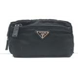 Prada Nylon Cosmetic Bag Black Small Front Pocket Clutch
