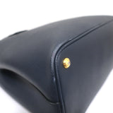 Prada Double Medium Tote Navy Saffiano Leather Shoulder Bag