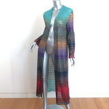 Missoni Metallic Knit Long Cardigan Multicolor Size 42 Open-Front Sweater