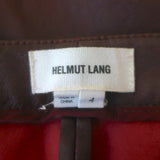 Helmut Lang authentic stretch leather skinny pants in burgundy, pre-owned with minor wear