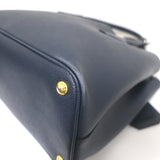 Prada Double Medium Tote Navy Saffiano Leather Shoulder Bag