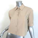 TWP Short Lived Cropped Shirt Safari Beige Cotton Size Extra Small NEW