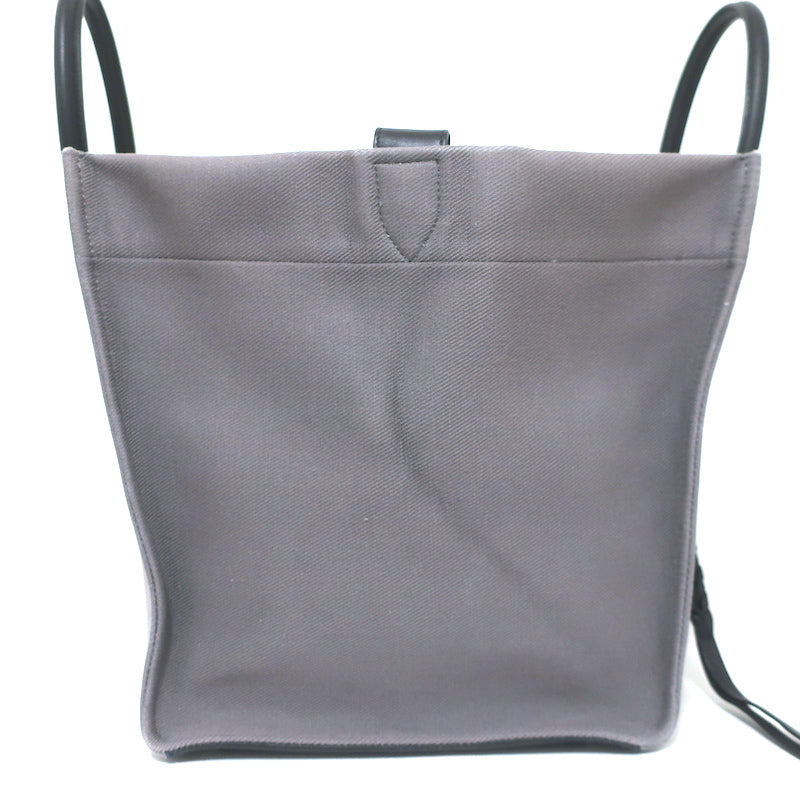 Celine Medium Phantom Luggage Tote Gray Cotton Canvas &amp; Black Leather