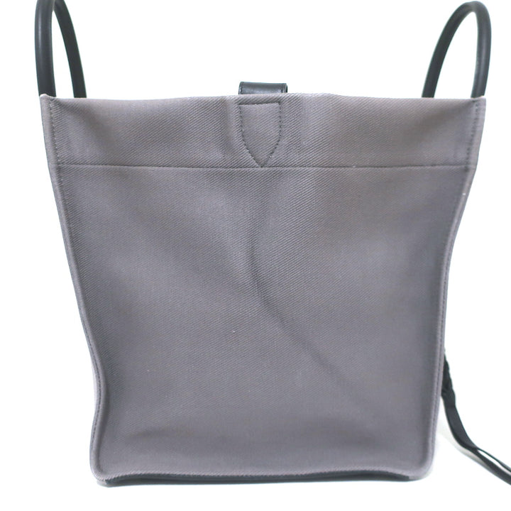 Celine Medium Phantom Luggage Tote Gray Cotton Canvas &amp; Black Leather