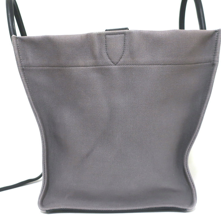 Celine Medium Phantom Luggage Tote Gray Cotton Canvas &amp; Black Leather