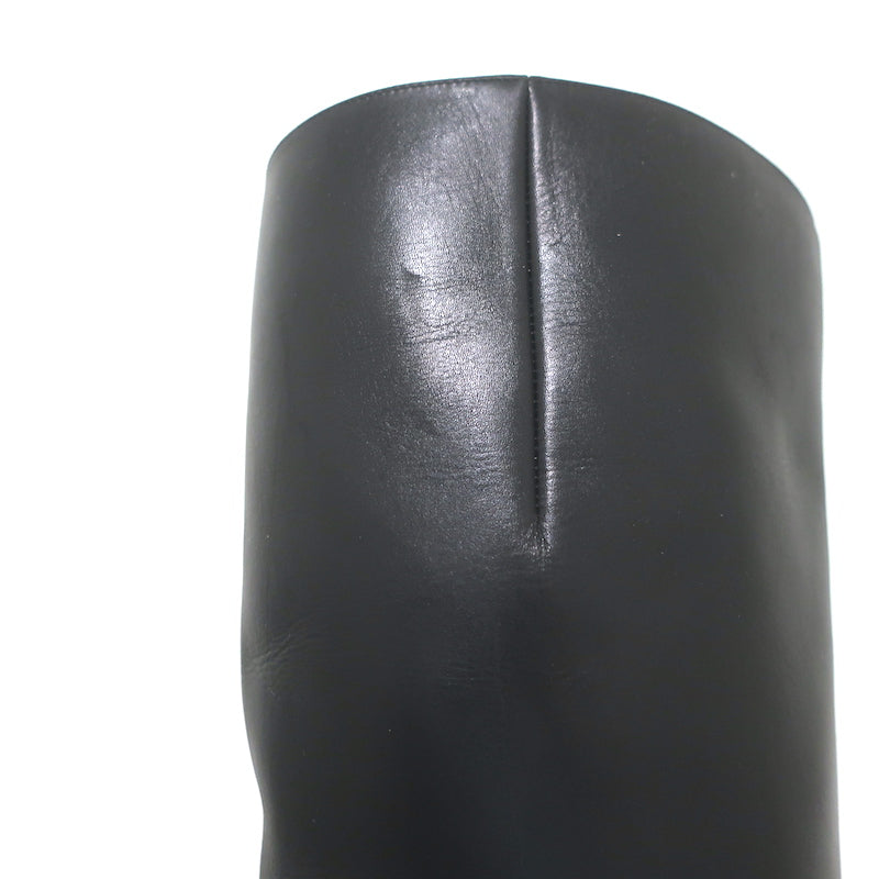 Christian Louboutin Napoleo 70 Knee High Chain Boots Black Leather Size 35