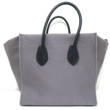 Celine Medium Phantom Luggage Tote Gray Cotton Canvas & Black Leather