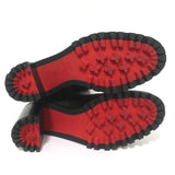 Christian Louboutin Napoleo 70 Knee High Chain Boots Black Leather Size 35