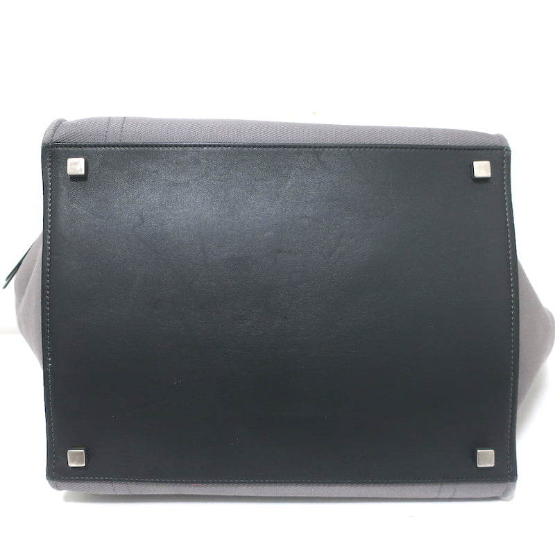 Celine Medium Phantom Luggage Tote Gray Cotton Canvas &amp; Black Leather