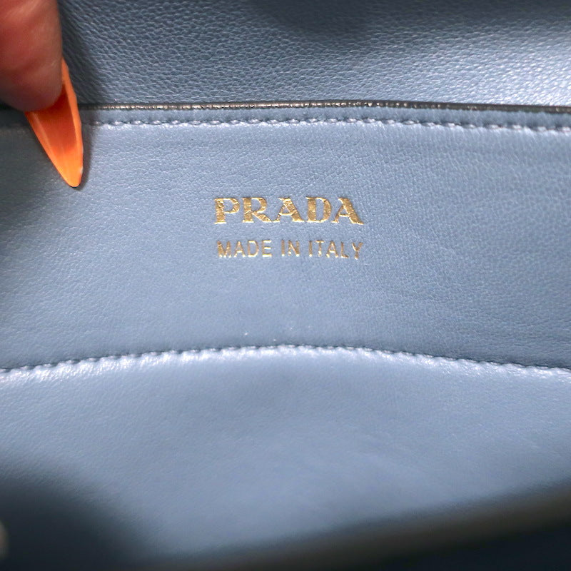 Prada Double Medium Tote Navy Saffiano Leather Shoulder Bag