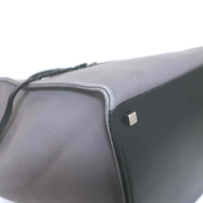 Celine Medium Phantom Luggage Tote Gray Cotton Canvas &amp; Black Leather