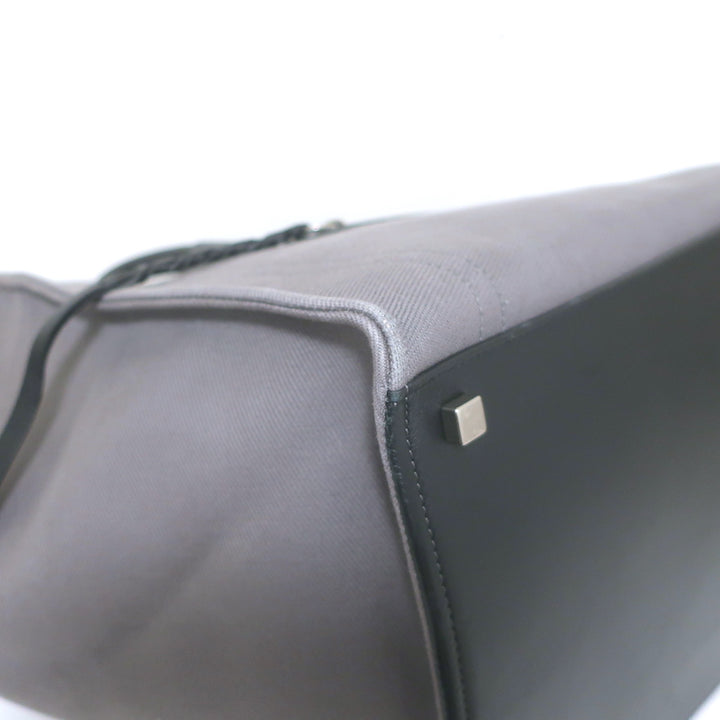 Celine Medium Phantom Luggage Tote Gray Cotton Canvas &amp; Black Leather