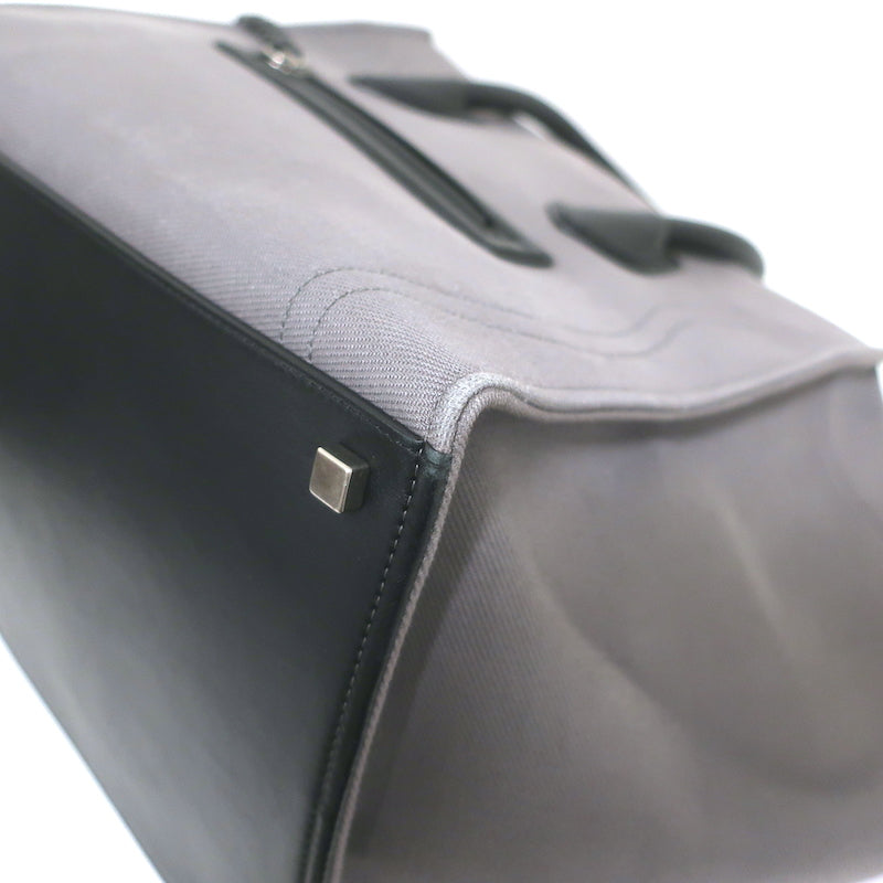 Celine Medium Phantom Luggage Tote Gray Cotton Canvas &amp; Black Leather