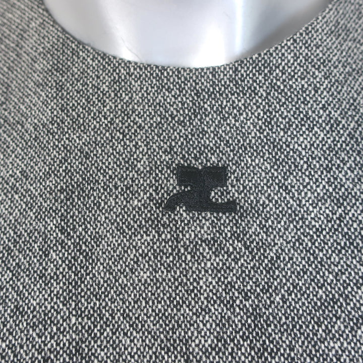 Courreges Tweed Logo-Embroidered Sleeveless Mini Dress Gray Wool-Blend Size 38