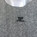 Courreges Tweed Logo-Embroidered Sleeveless Mini Dress Gray Wool-Blend Size 38