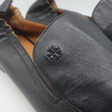 Tory Burch Kira Stretch Travel Loafers Black Leather Size 10.5