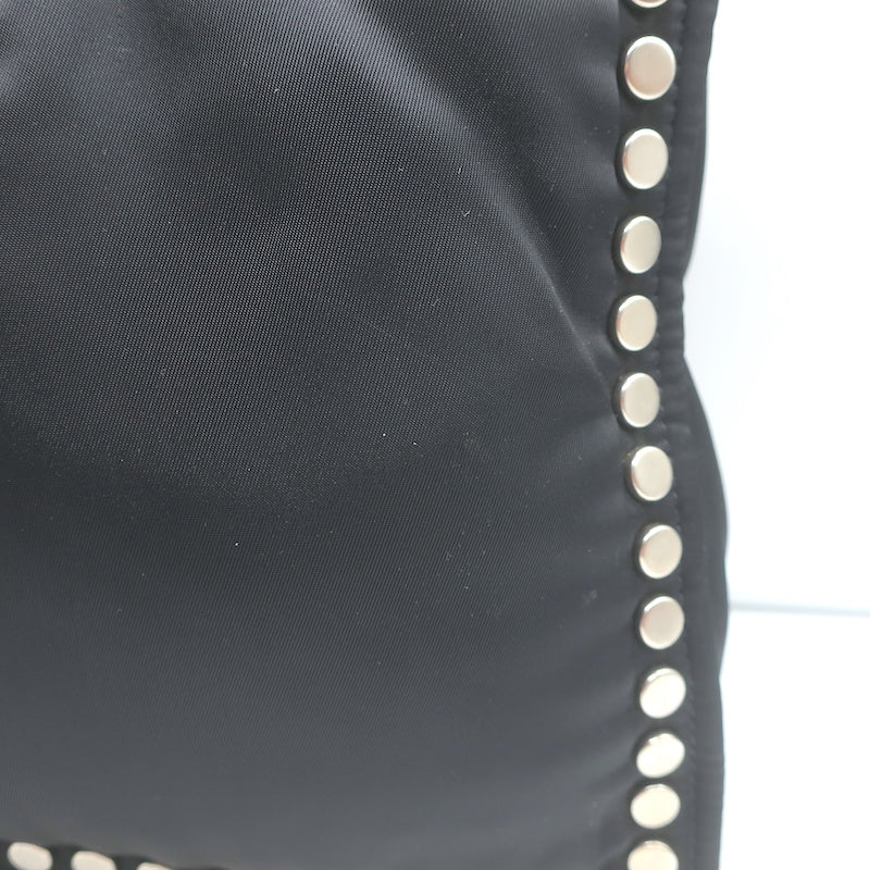 Prada Etiquette Studded Tessuto Nylon Tote Black