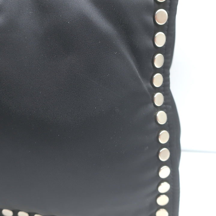 Prada Etiquette Studded Tessuto Nylon Tote Black
