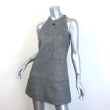 Courreges Tweed Logo-Embroidered Sleeveless Mini Dress Gray Wool-Blend Size 38