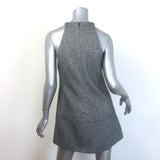 Courreges Tweed Logo-Embroidered Sleeveless Mini Dress Gray Wool-Blend Size 38