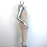 Alice + Olivia Lulu Crochet Knit Halter Midi Dress Beige Cotton-Blend Size Small