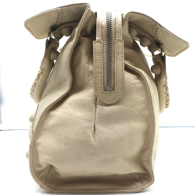 Balenciaga Giant Brogues Covered Folder Tote Ecru Leather Large Shoulder Bag
