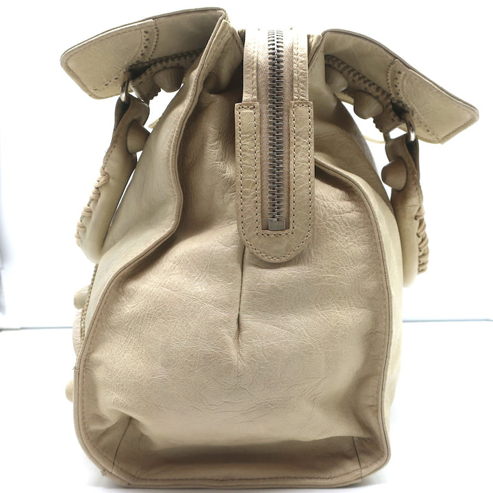 Balenciaga Giant Brogues Covered Folder Tote Ecru Leather Large Shoulder Bag