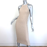 Alice + Olivia Lulu Crochet Knit Halter Midi Dress Beige Cotton-Blend Size Small