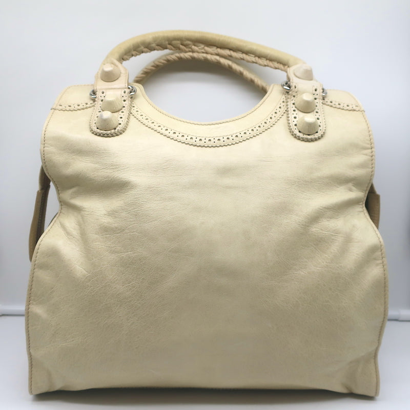 Balenciaga Giant Brogues Covered Folder Tote Ecru Leather Large Shoulder Bag