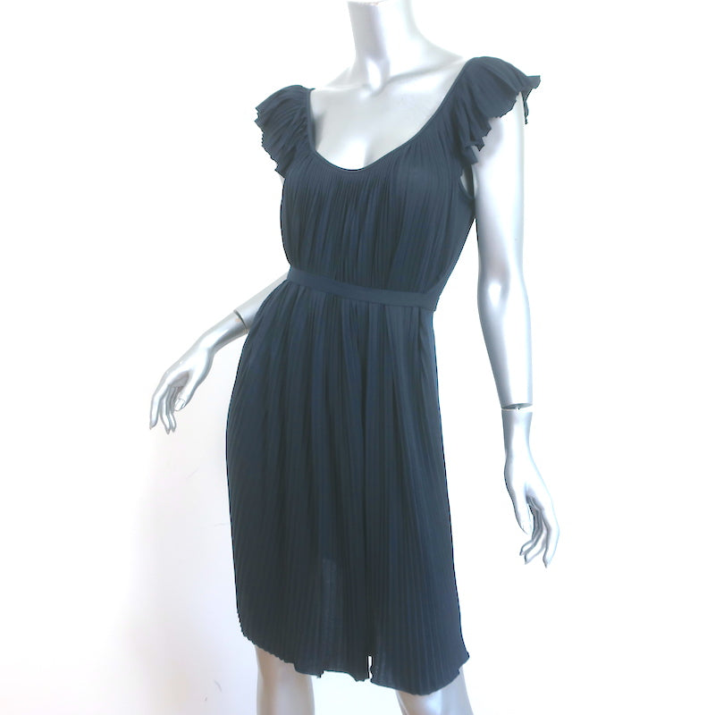 Stella McCartney Accordion Pleated Dress Navy Cotton Jersey Size 38