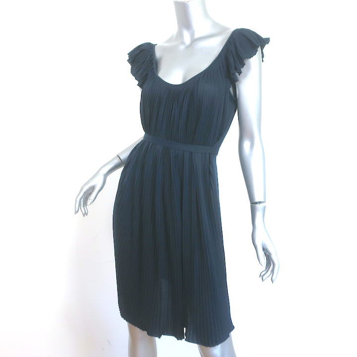 Stella McCartney Accordion Pleated Dress Navy Cotton Jersey Size 38