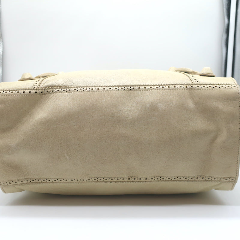Balenciaga Giant Brogues Covered Folder Tote Ecru Leather Large Shoulder Bag