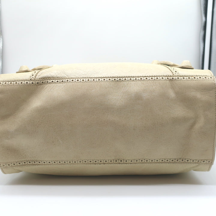 Balenciaga Giant Brogues Covered Folder Tote Ecru Leather Large Shoulder Bag